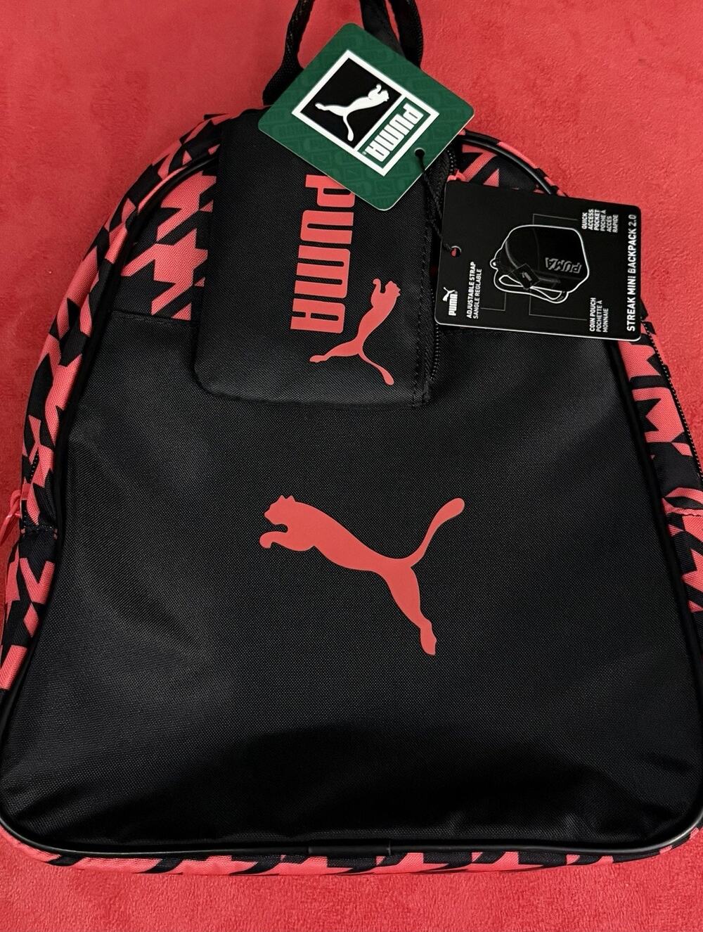 PUMA Streak Mini Backpack 2.0 Black Pink Small Coin Bag /Pouch NWT